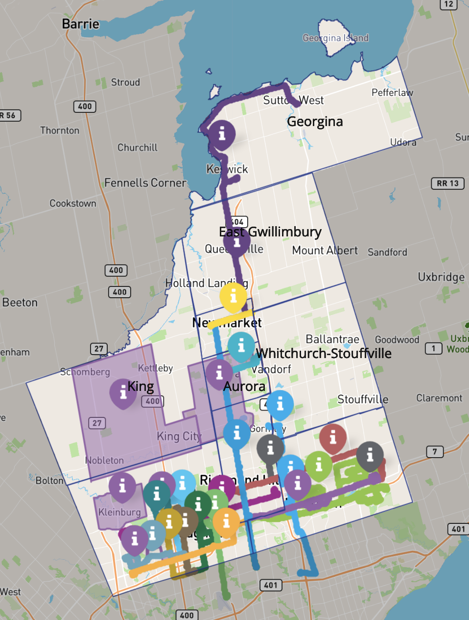 image of social pinpoint map tool showing York Region