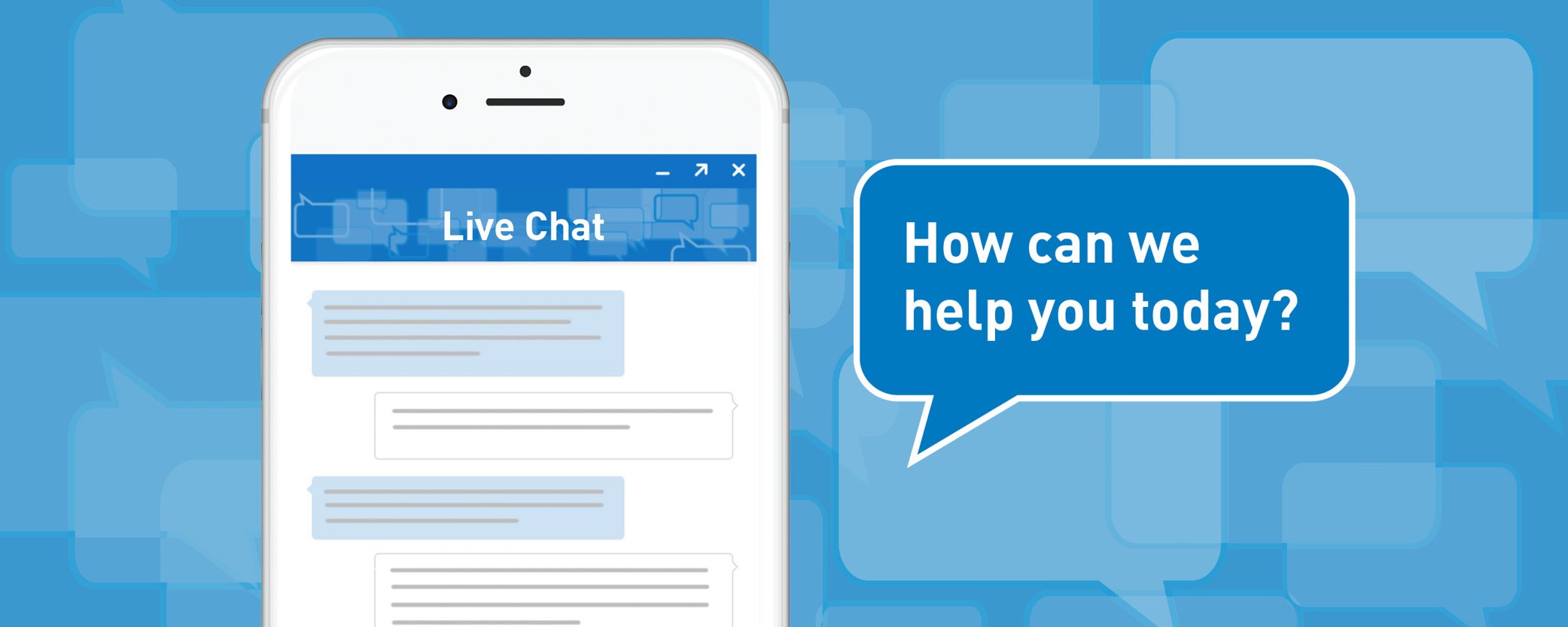 Live Chat on mobile app with text saying "How Can We Help You Today?"