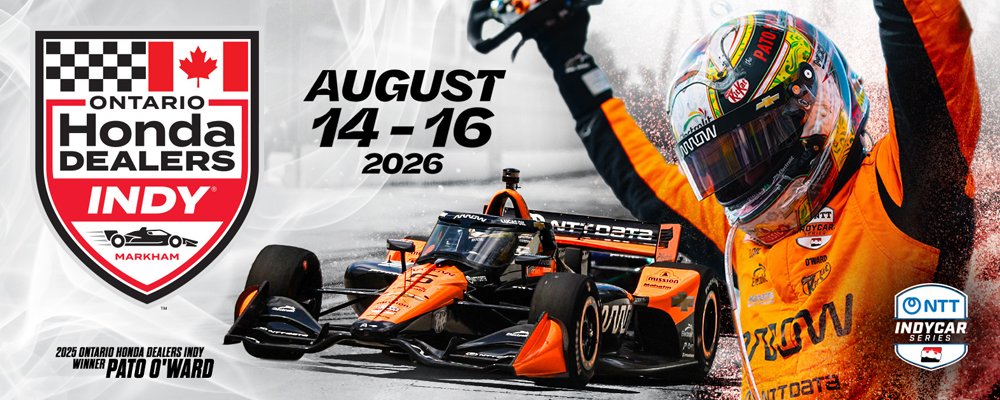 Ontario Honda Dealers Indy Markham crest indy race car and driver