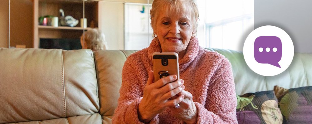 Older women using a mobile phone