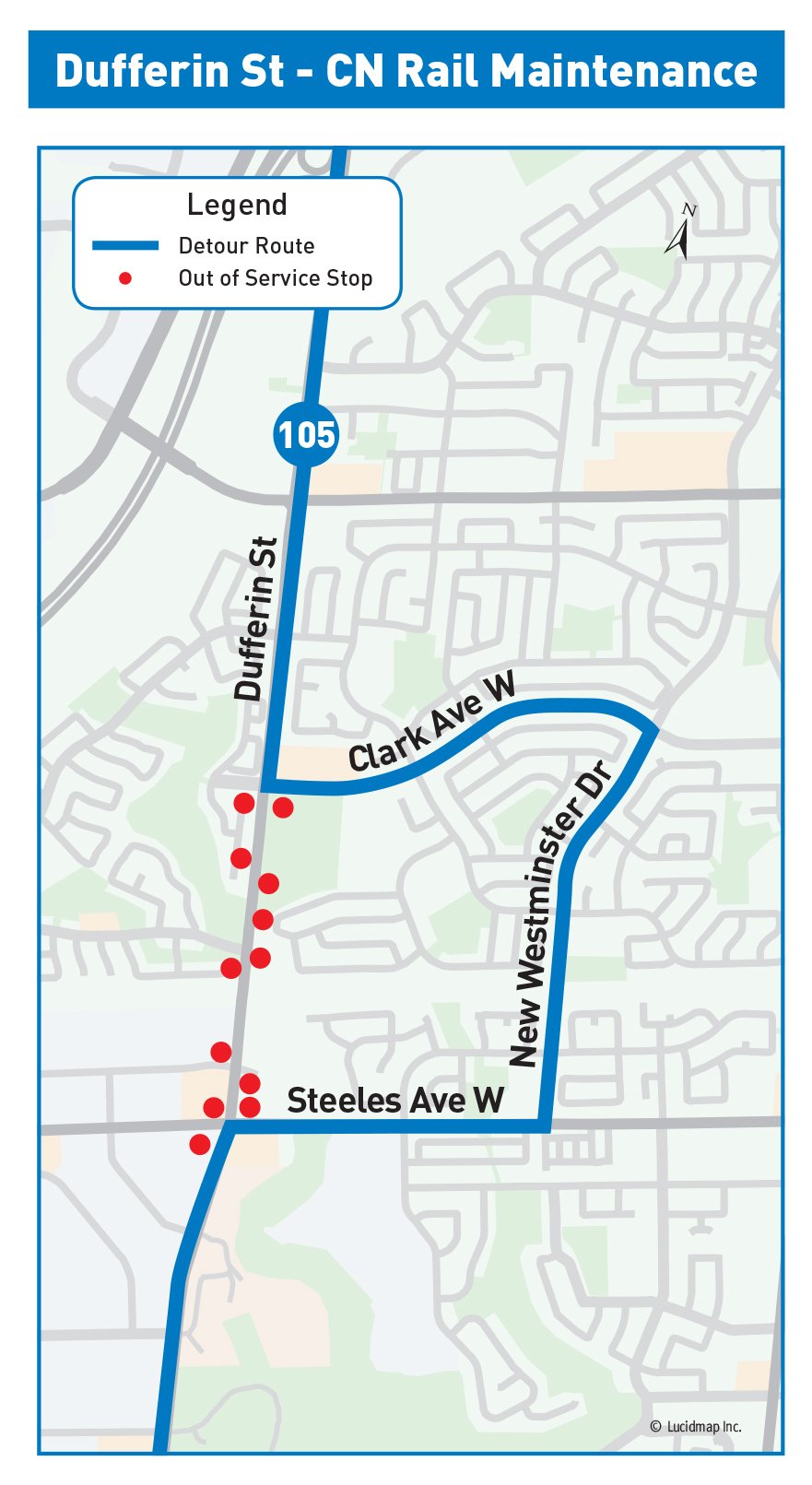 Route 105 Detour Map