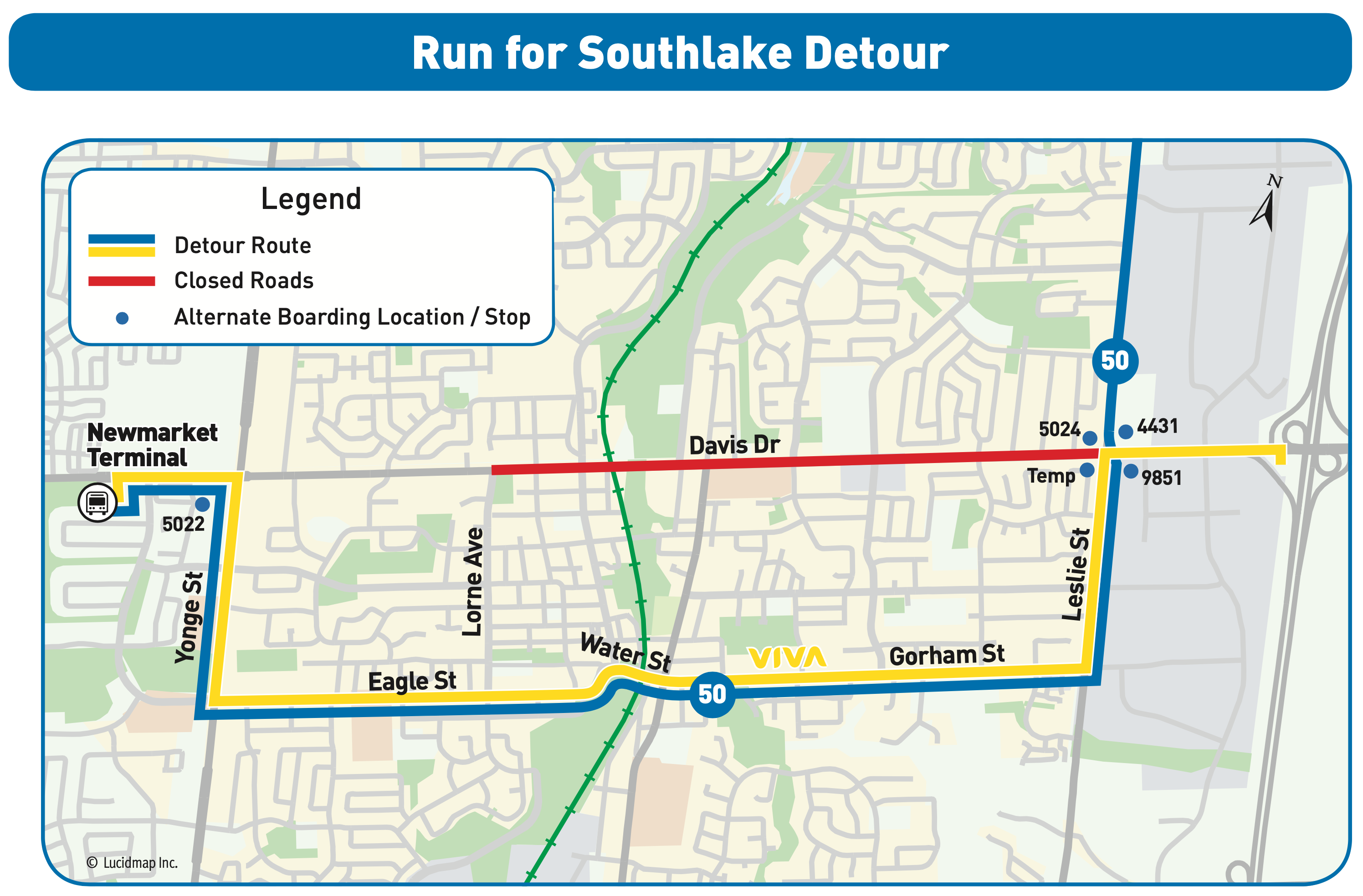 Route 50 Viva yellow Detour Map