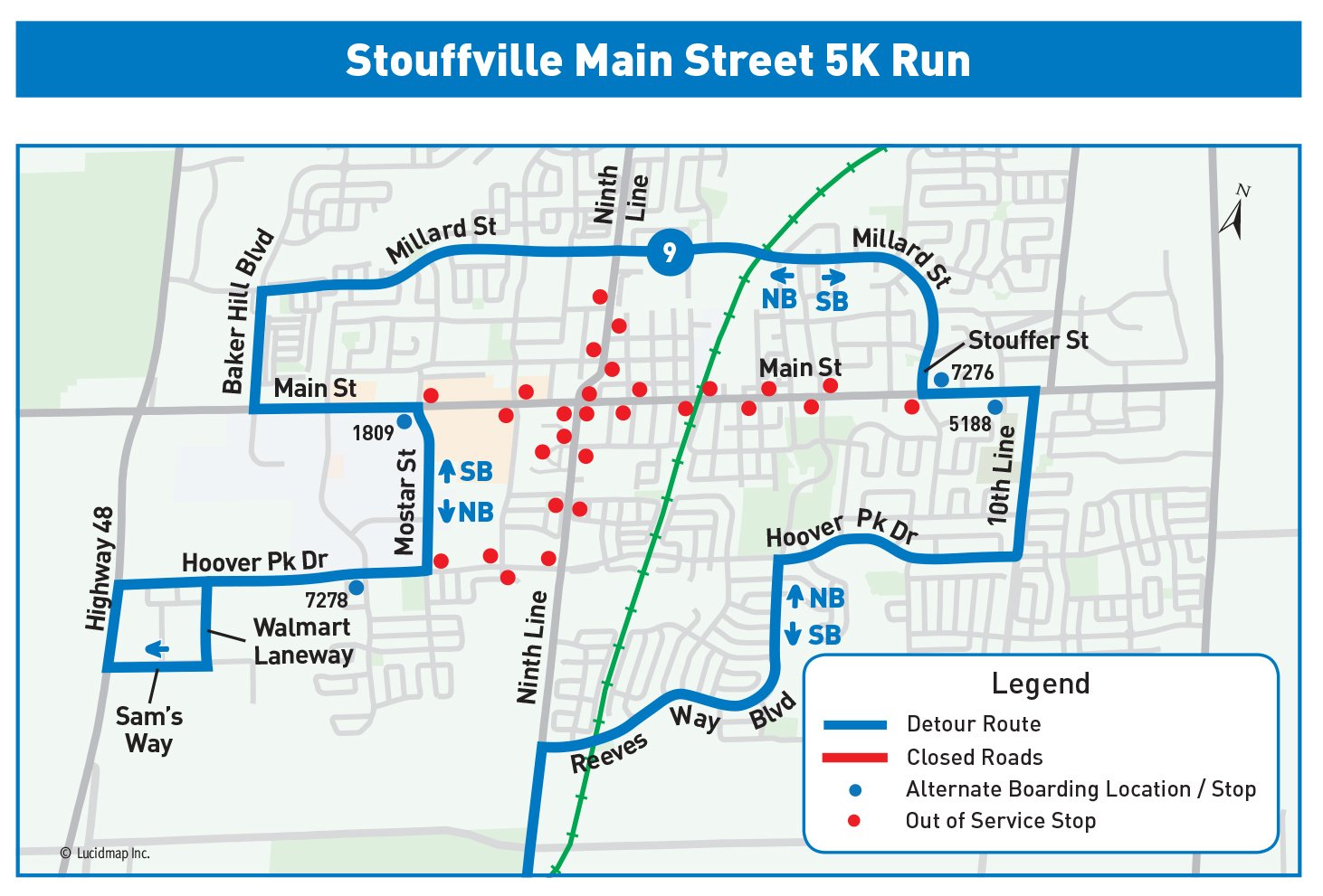 Route 9 Detour Map