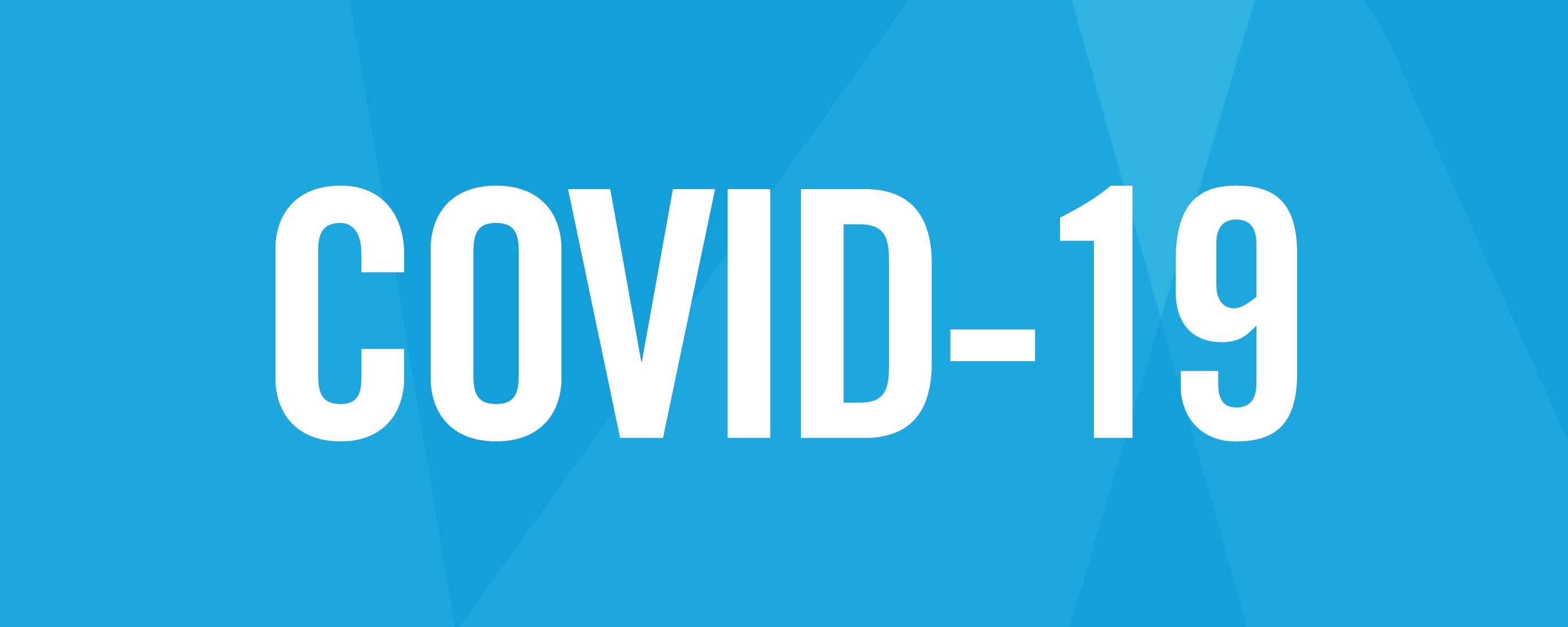 image of COVID-19 in large text on a blue background