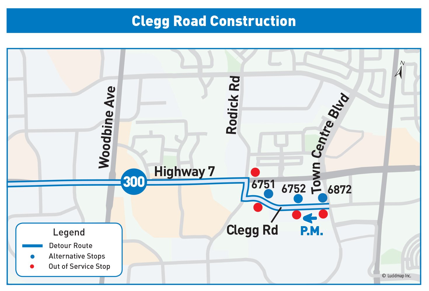 Route 300 detour map