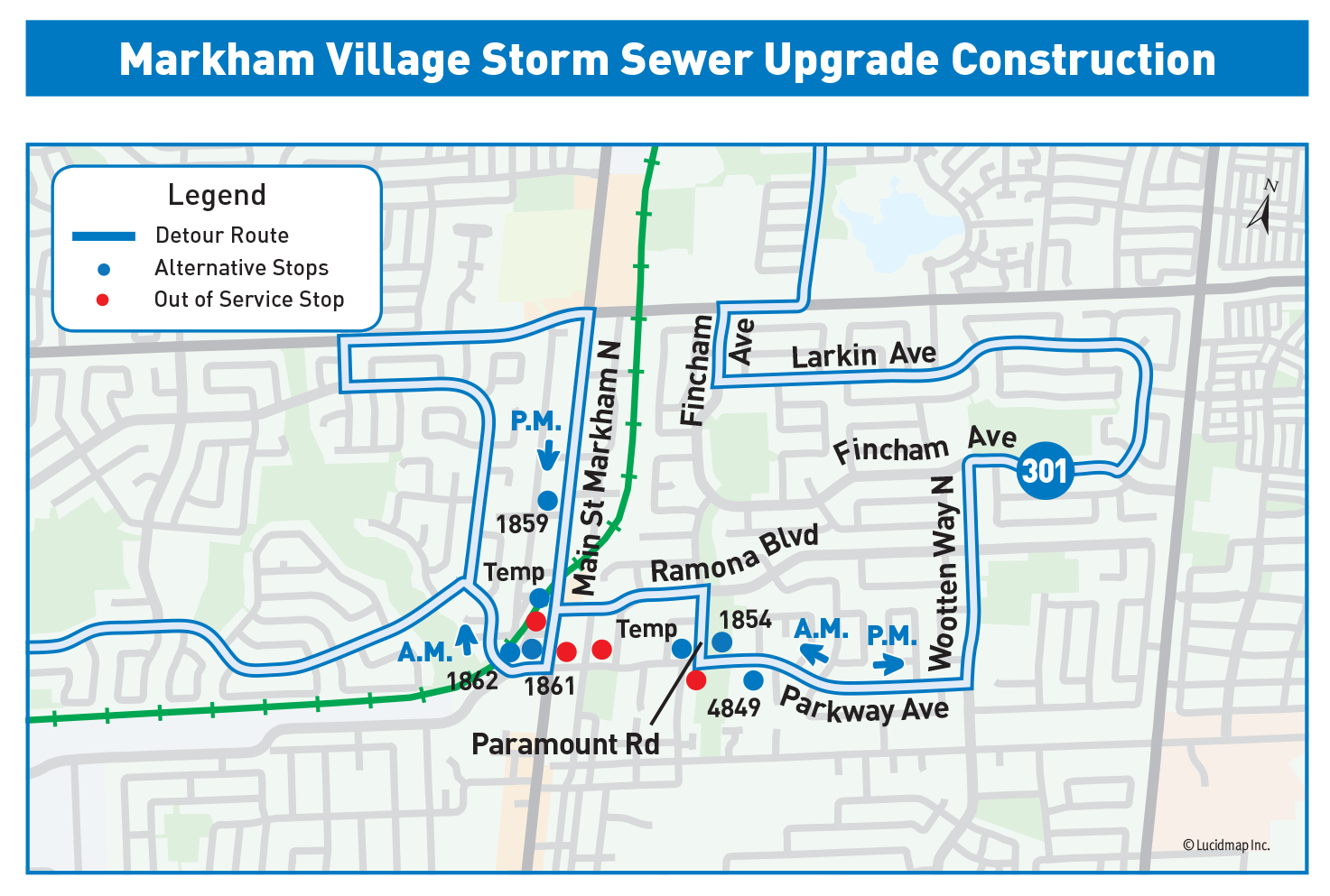 Route 301 Detour Map September 2026