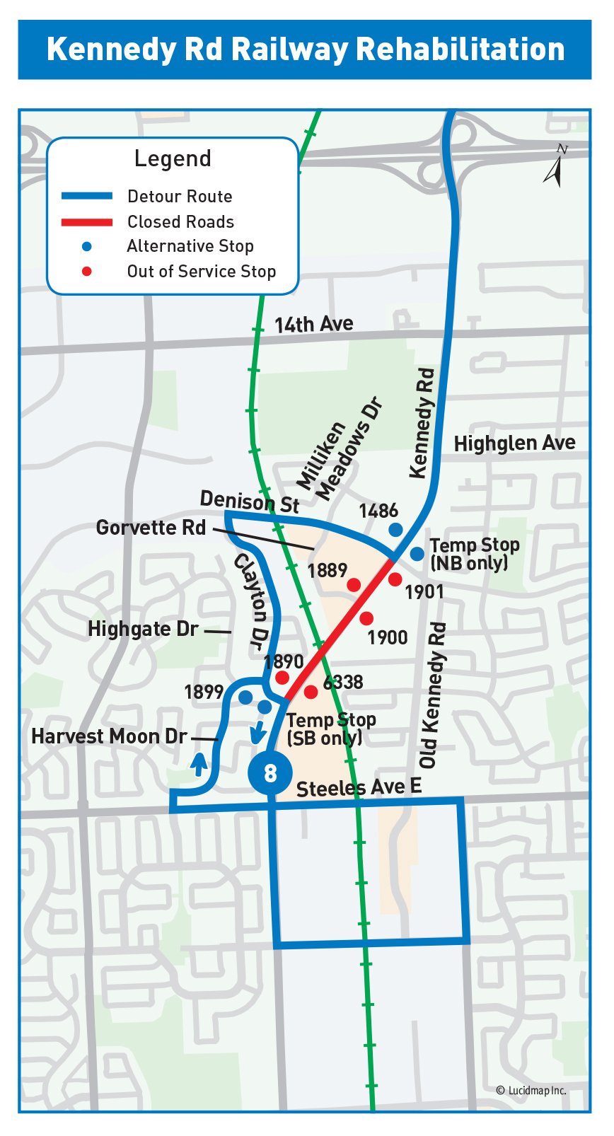 Route 8 Detour Map