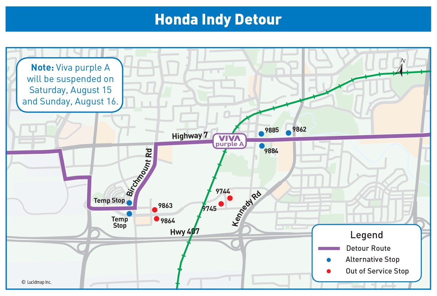 Viva purple A detour map Honda Indy