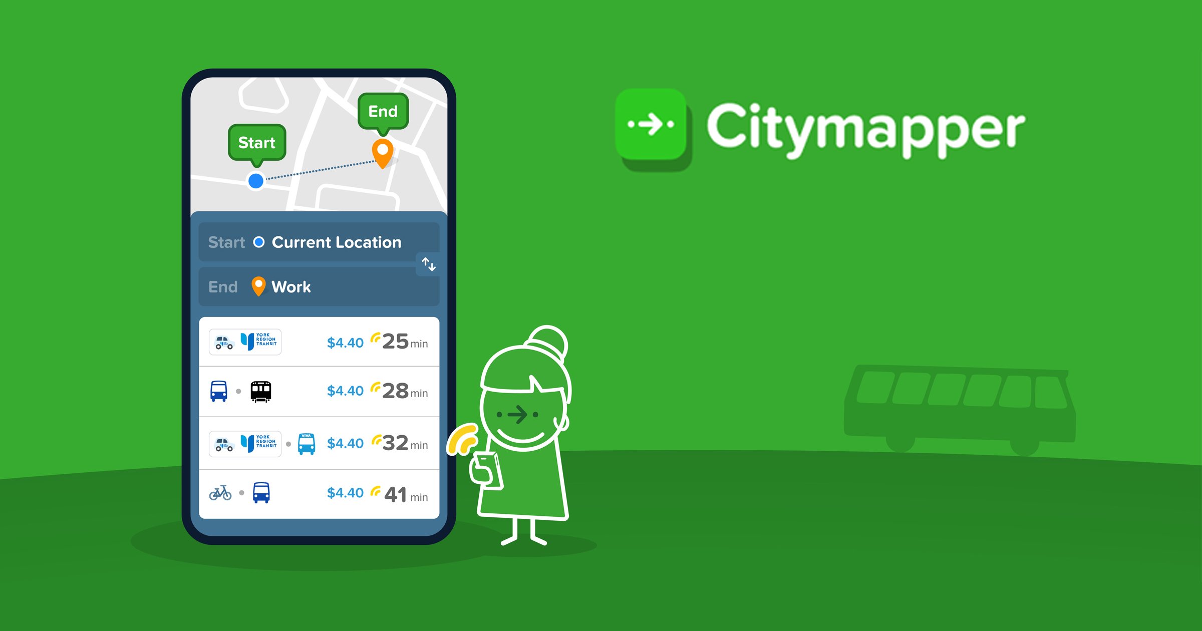mobile device showing Citymapper Trip Planner App