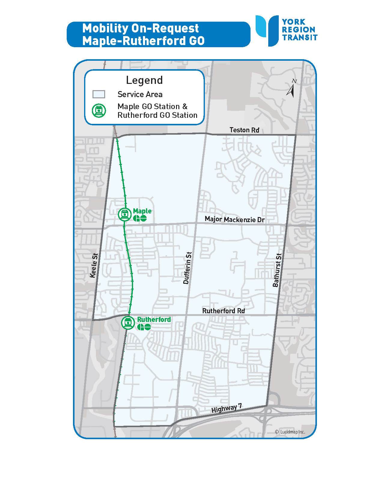 MOR Maple-Rutherford GO service area map