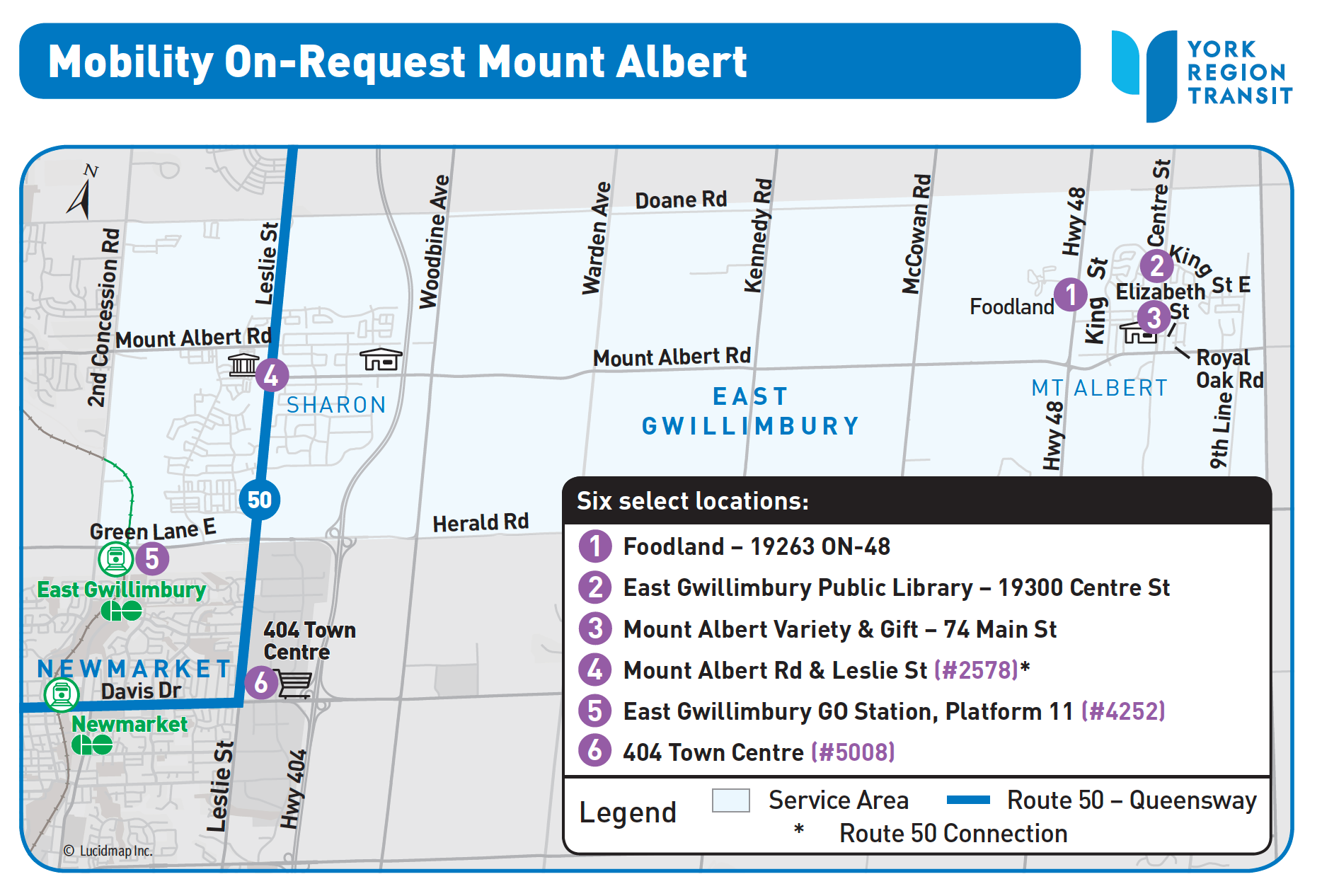MOR Mount Albert service area map