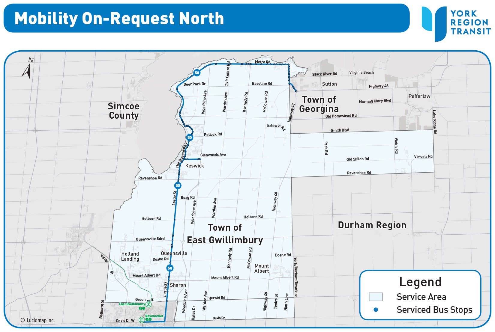 MOR North service area map