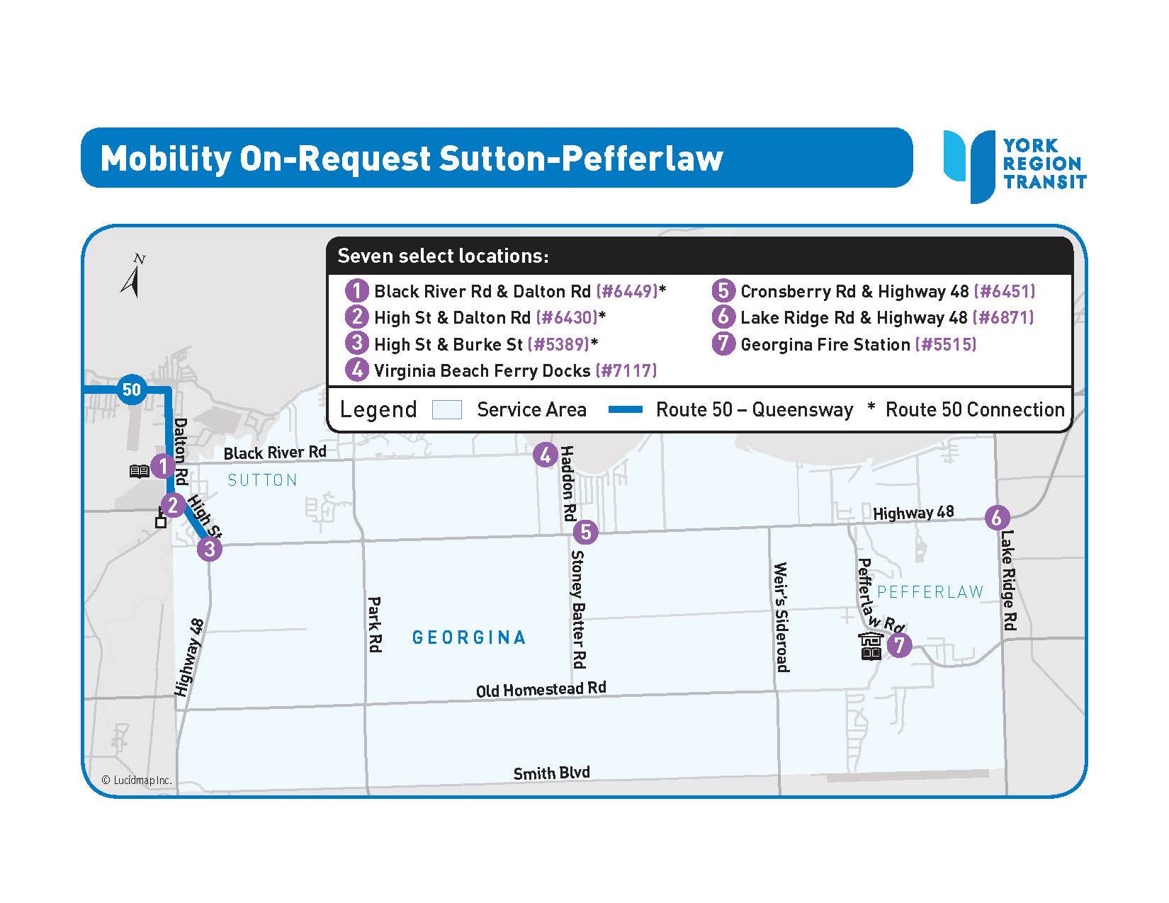 MOR Sutton-Pefferlaw service area map