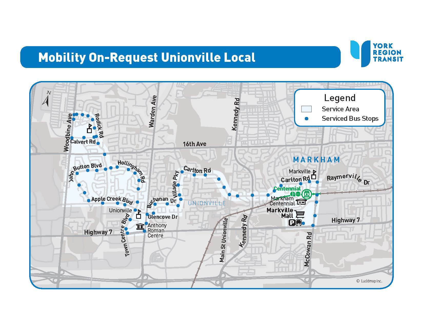 MOR Unionville Local service area map