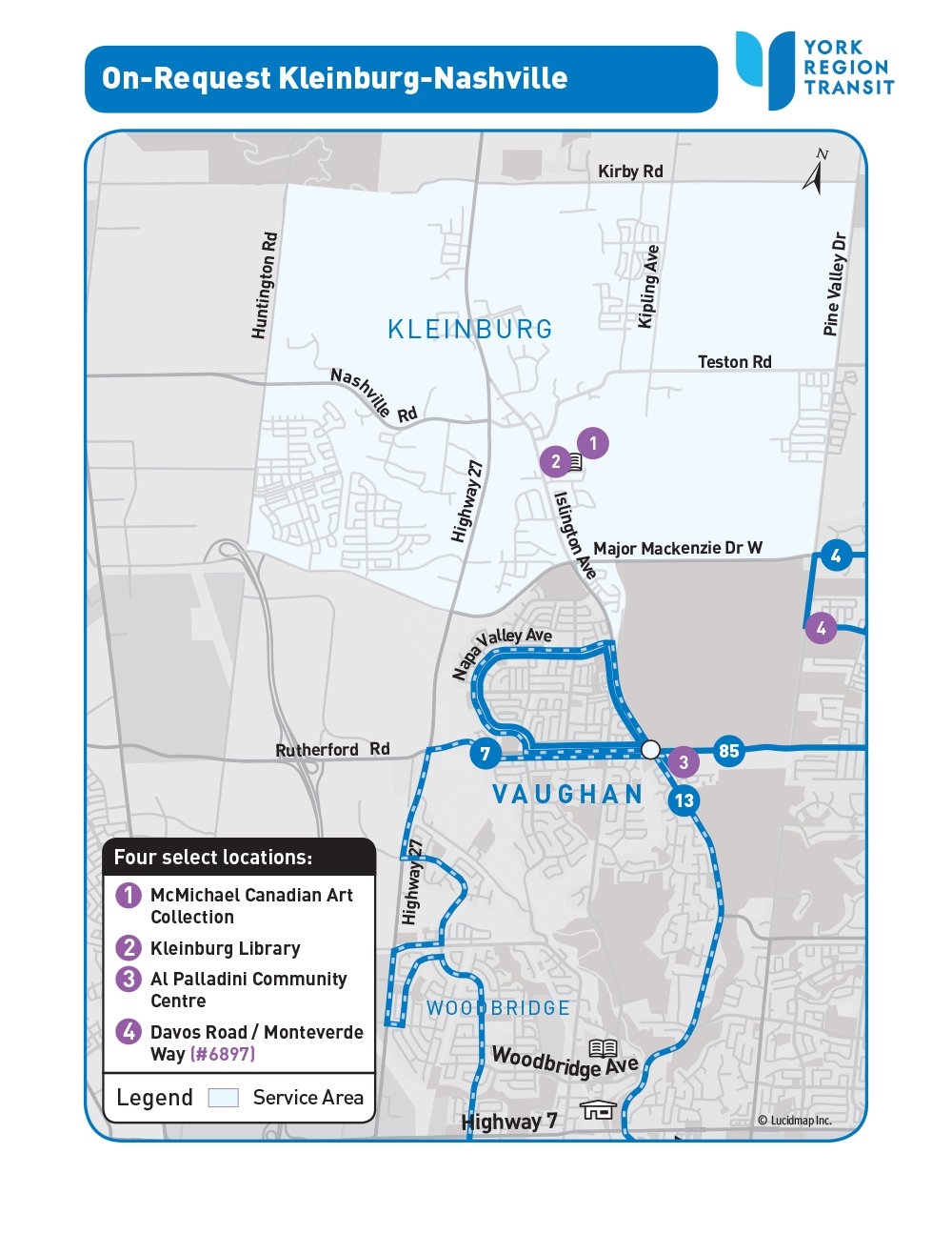 On-Request Kleinburg-Nashville service area map