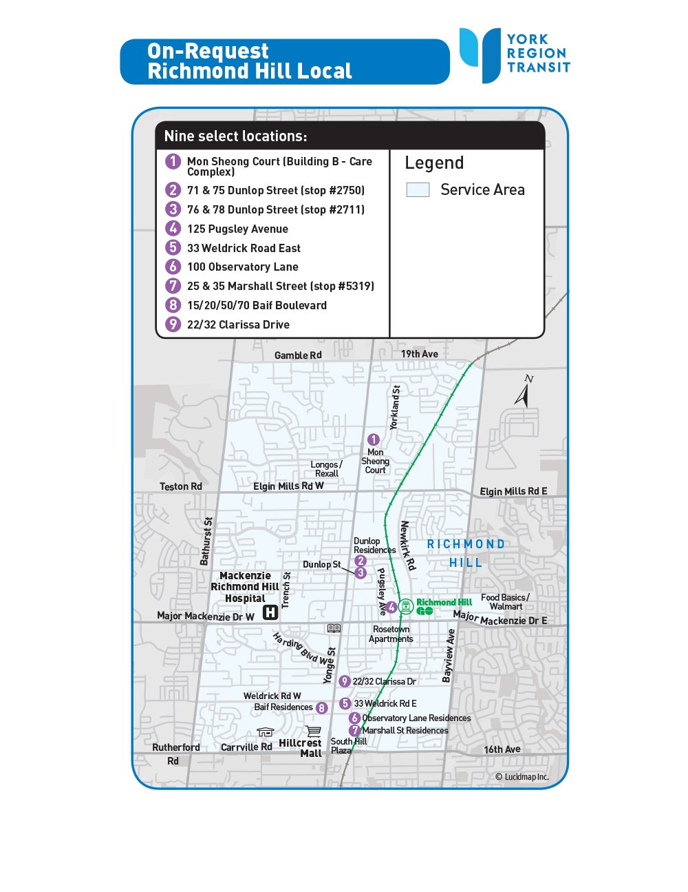 On-Request Richmond Hill Local service area map