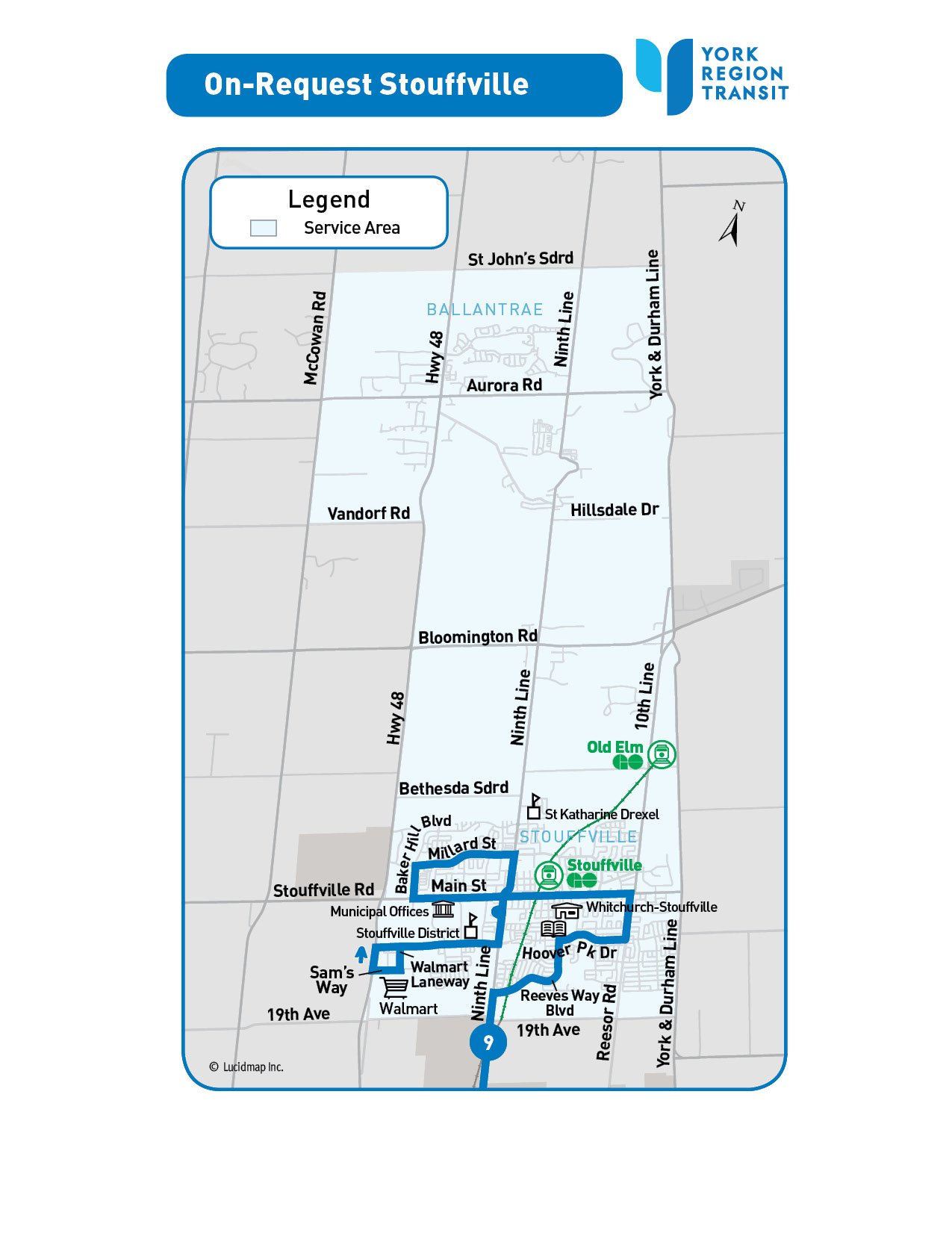 On-Request Stouffville service area map