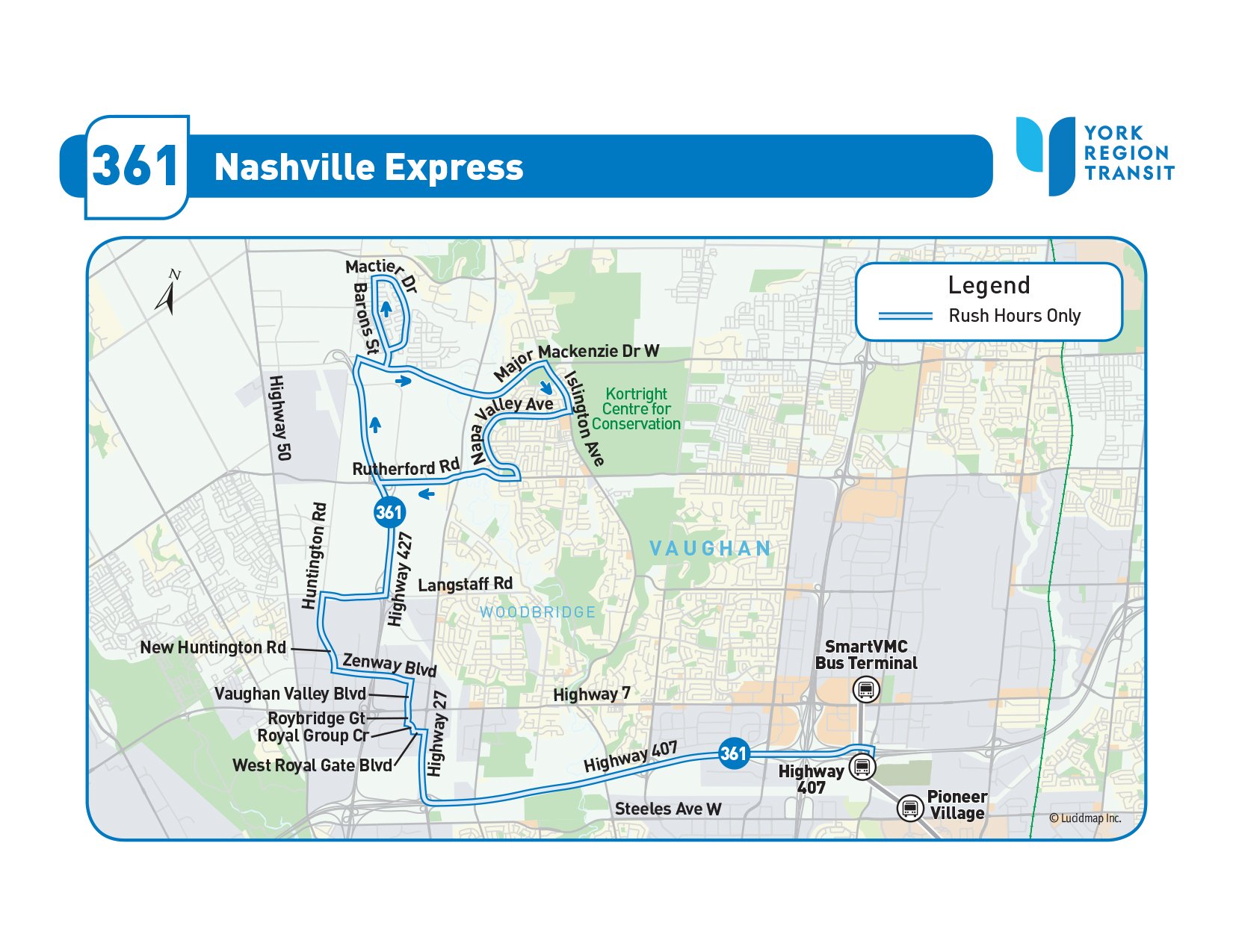 Map of Route 361 Nashville Express
