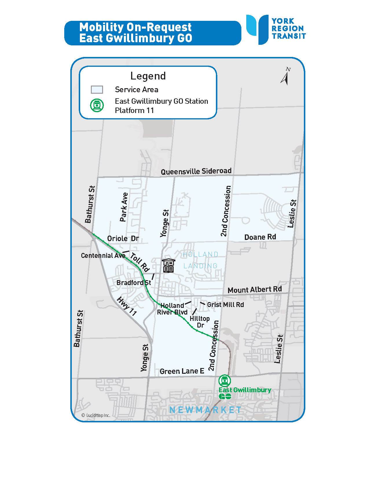 MOR East Gwillimbury GO Service Area Map