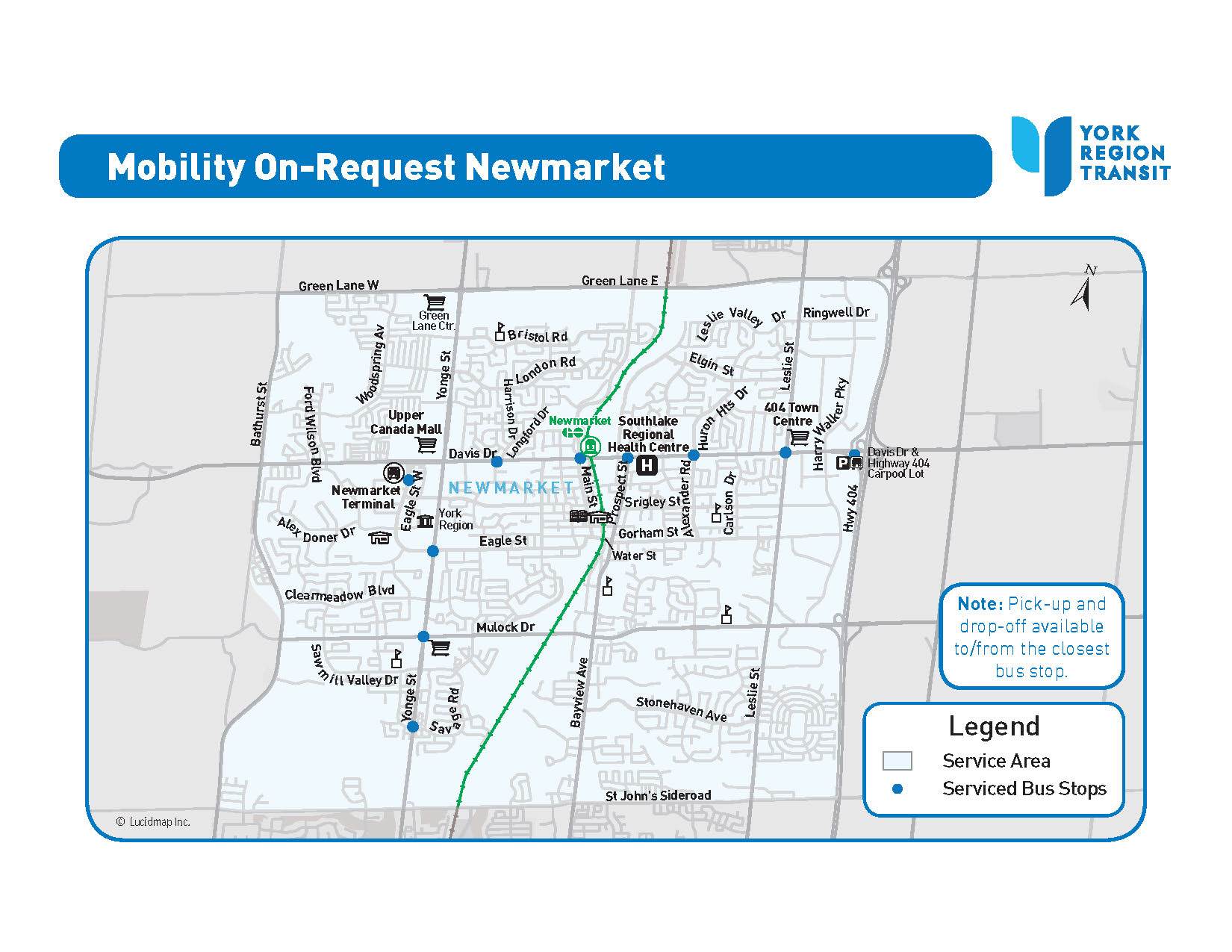 MOR Newmarket service area map