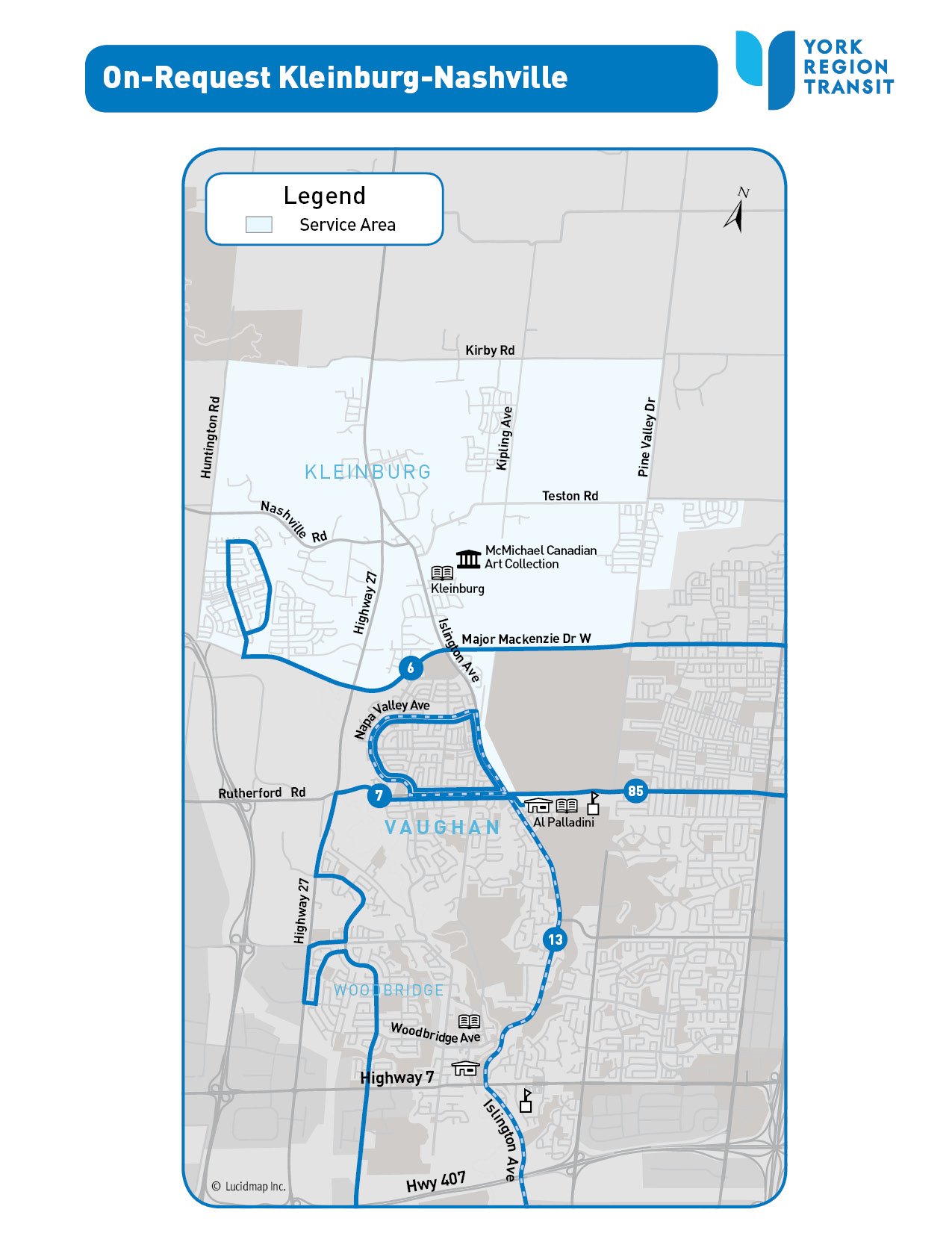 On-Request Kleinburg-Nashville service area map