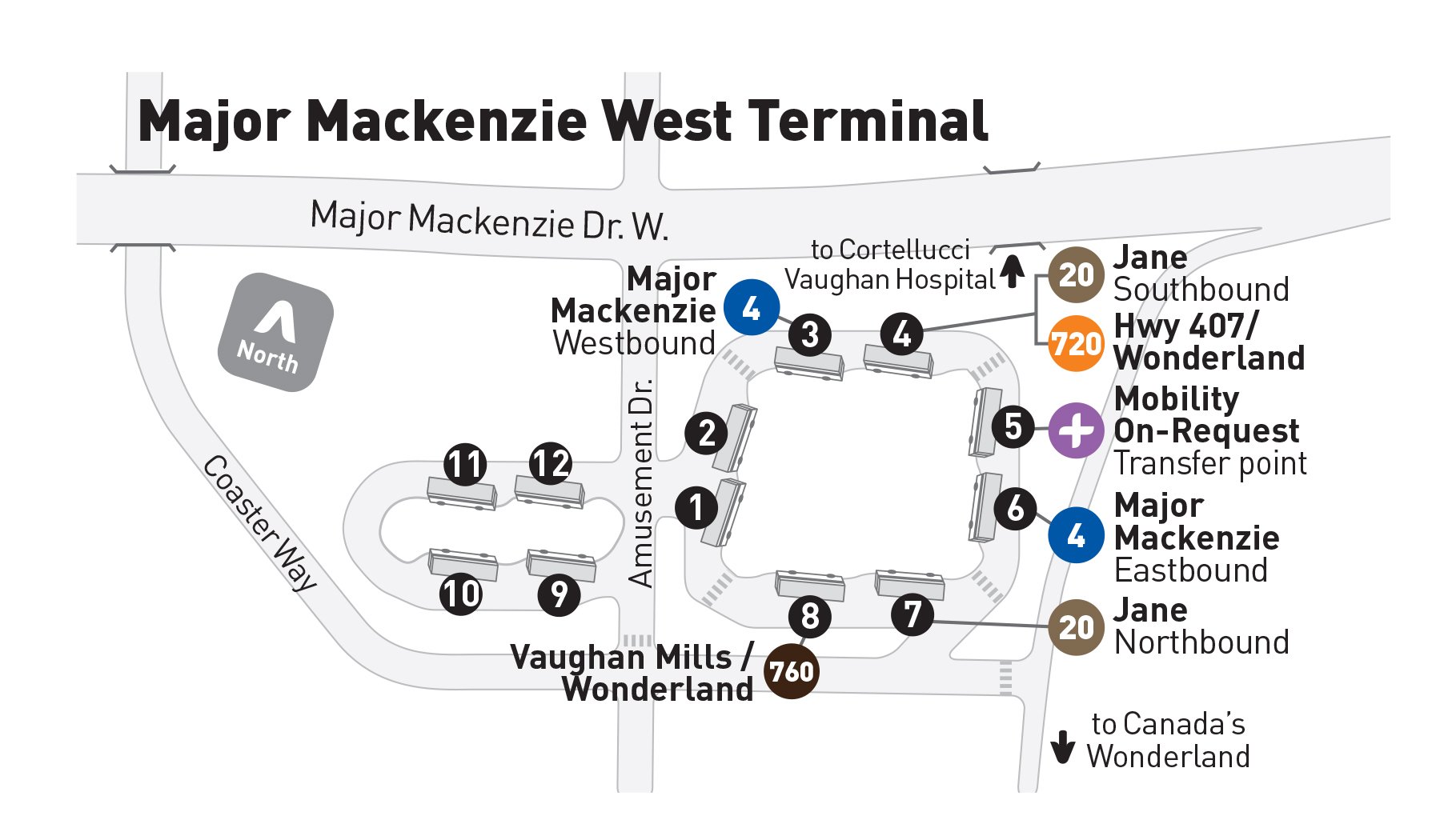 Major Mackenzie West Terminal map at full opening
