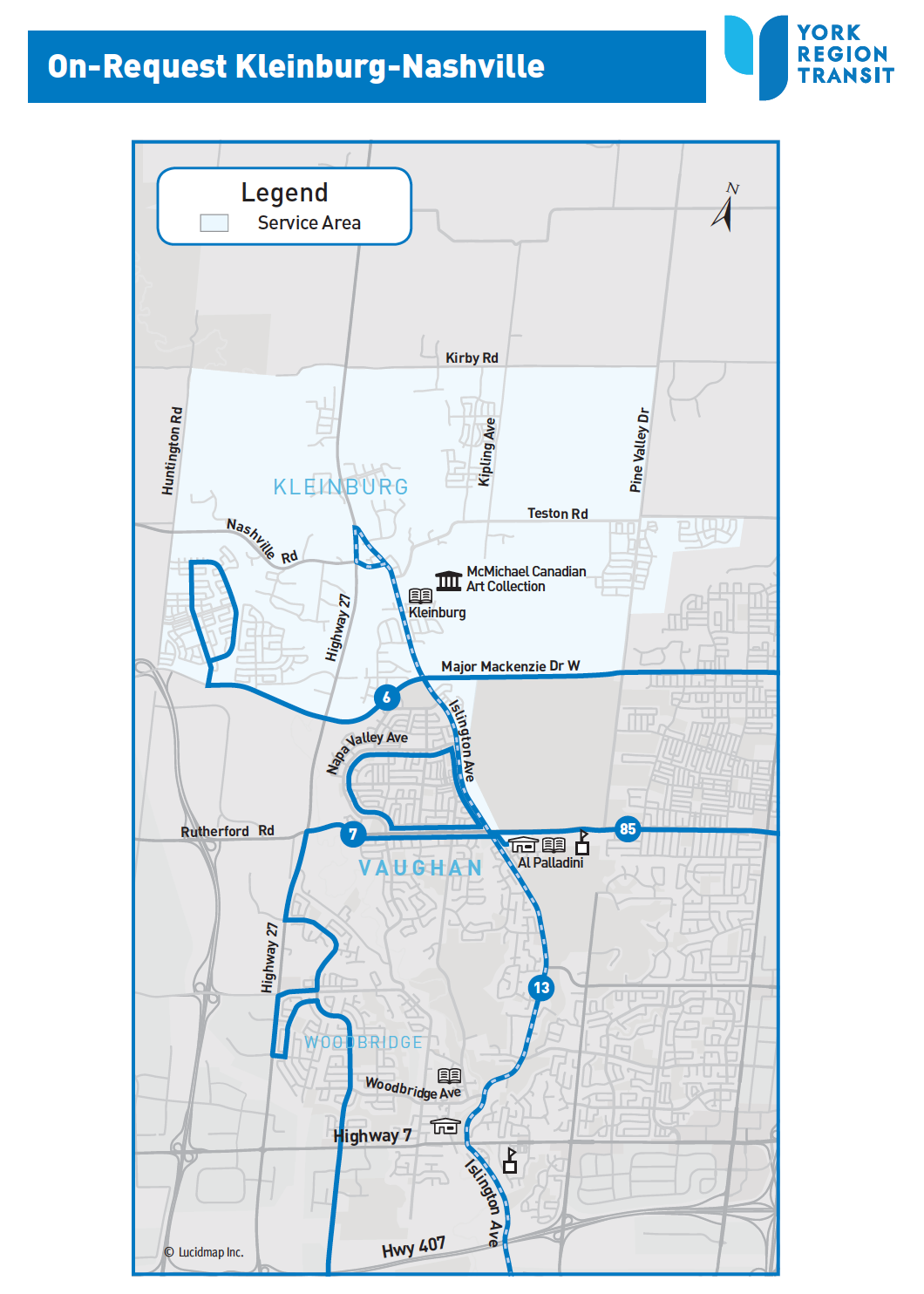 Map of On-Request Kleinburg-Nashville