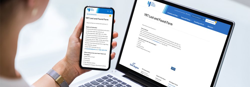 mobile phone and a laptop with the Lost and Found form