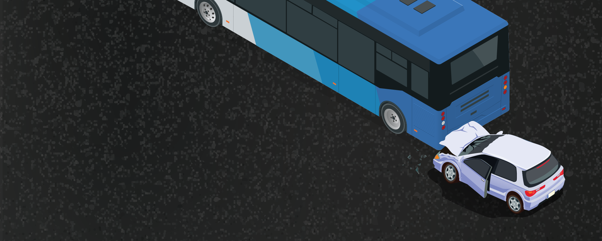 image of a car colliding behing a YRT bus