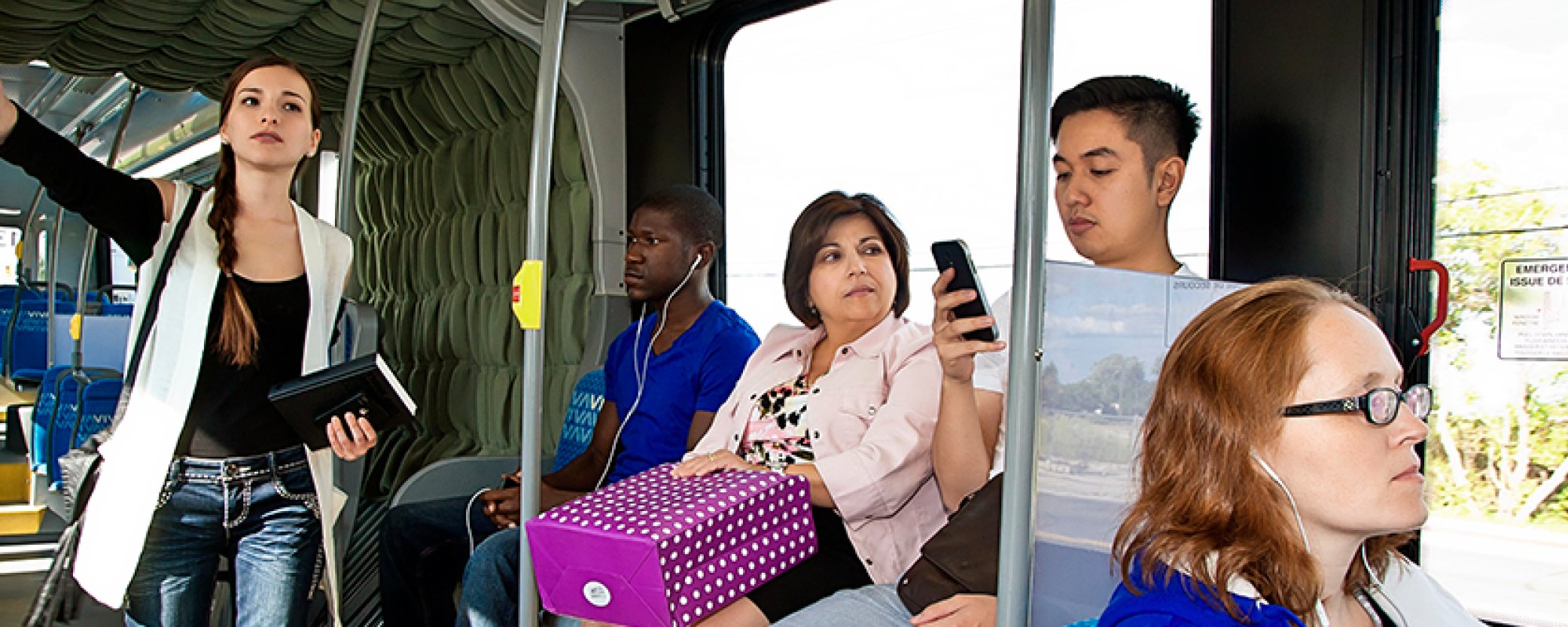 Passengers riding the bus